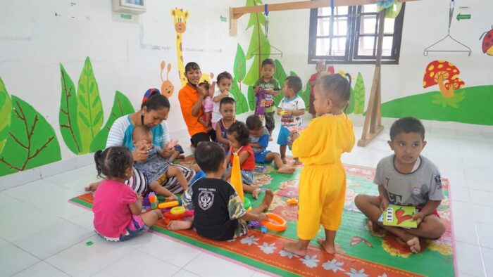 Anak-anak bermain di Balai Penitipan Anak (BPA) di perkebunan sawit Sinar Mas Agribusiness and Food di Sungai Rungau Estate, Kabupaten Seruyan, Kalimantan Tengah. (Istimewa)