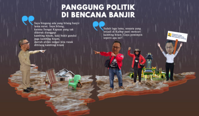 Grafis - Panggung politik di bencana banjir. (Insidepontianak.com/Ali Poy)