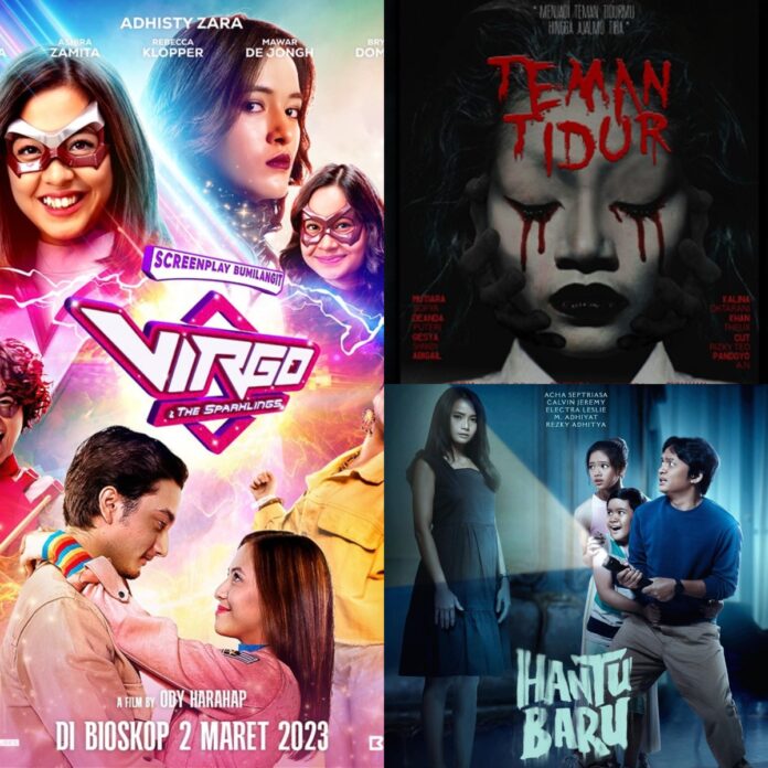 12 Film Indonesia Yang Tayang Bulan Maret (kolase instagram/ @bumilangitofficial/ @temantidur.themovie/ @hantubaru.film)