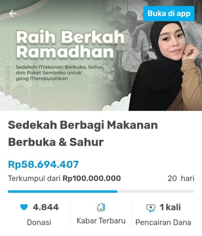 Lesti Kejora ajak masyarakat sedekah selama Ramadhan 2023 lewat aplikasi kitabisa.con. (Foto: Tangkapan Layar kitabisa.com)