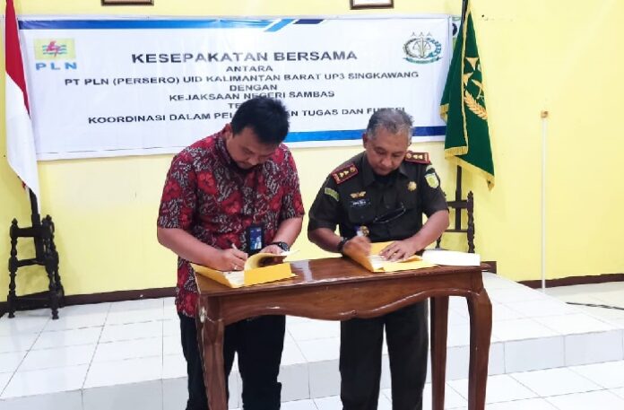 PT PLN (Persero) UP3 Singkawang jalin kerja sama dengan Kejaksaan Negeri Sambas terkait pendampingan hukum. (Istimewa)