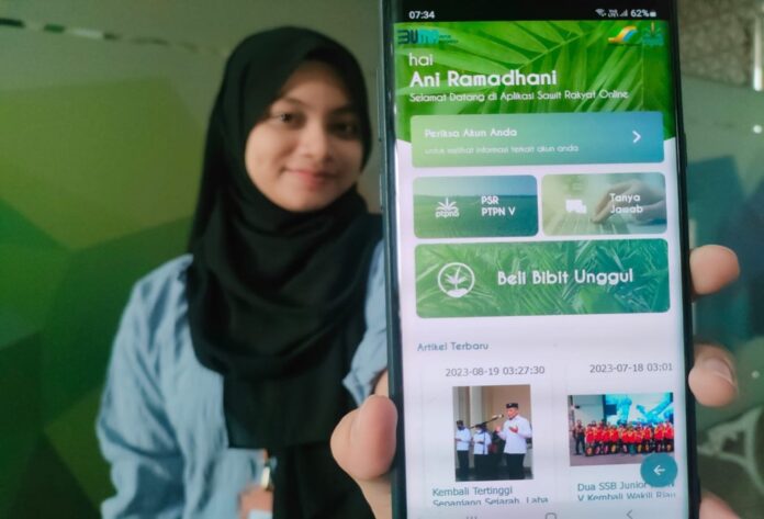 Sawit Rakyat Online, aplikasi android besutan PT Perkebunan Nusantara V menjadi terobosan untuk meningkatkan akselerasi peremajaan sawit rakyat dan peningkatan produktivitas petani sawit. (Istimewa)