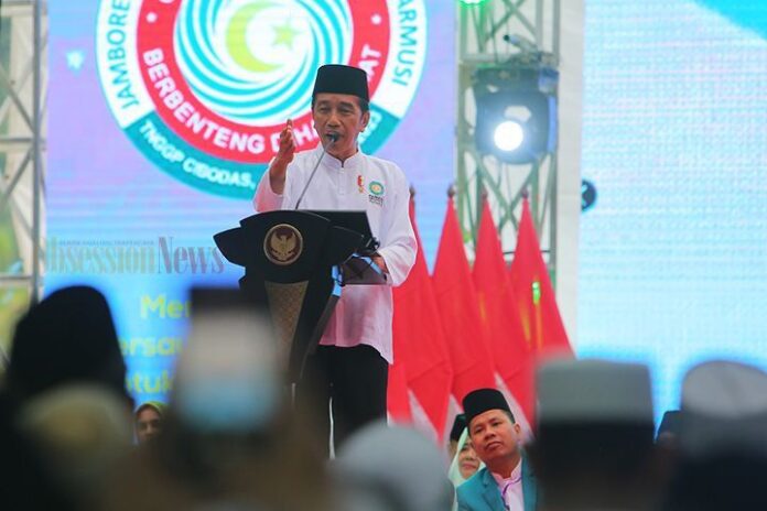 Presiden Joko Widodo membuka Jambore Nasional Dai Desa Madani 2023 di Gunung Gede Pangrango, Cibodas, Cianjur, Jawa Barat. (Istimewa)