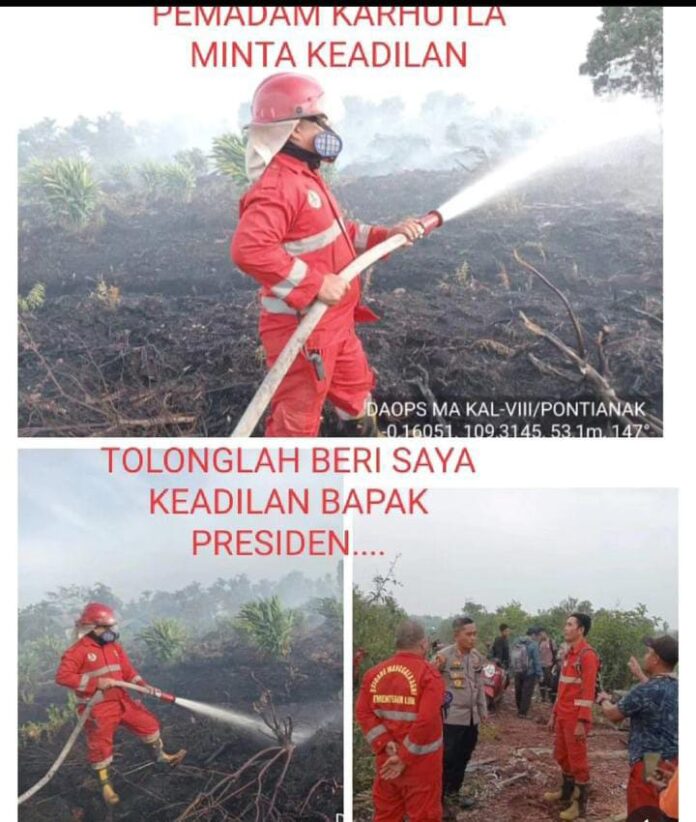 Syarif pemadam kebakaran di Satuan Agni Provinsi Kalimantan Barat. Meminta keadilan Kepada Bapak Presiden Jokowi, atas kasus pelecehan yang terjadi kepada anak kandungnya, pada Kamis(28/9/2023).(Istimewa)
